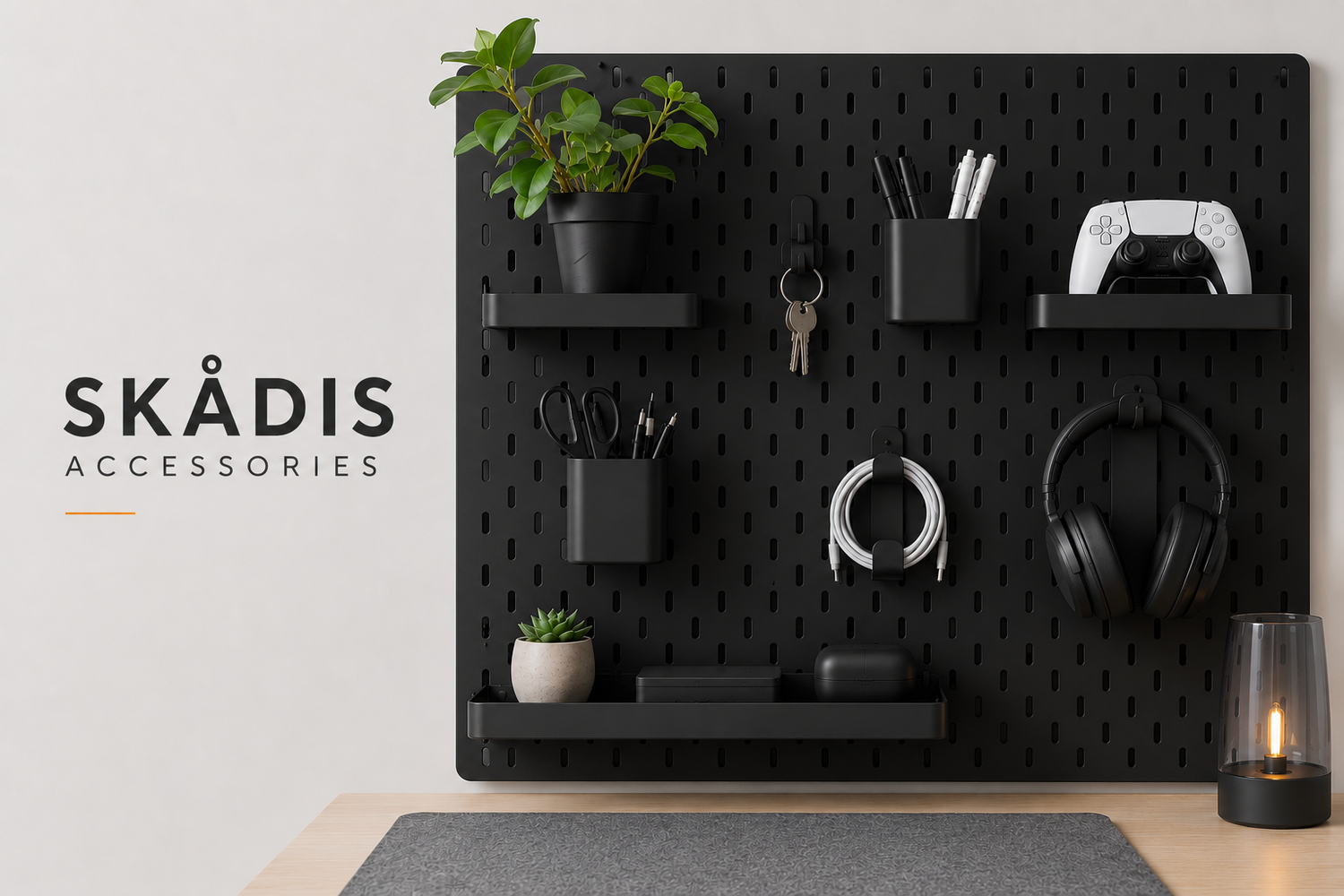 LAYR SKÅDIS Accessories collection – pegboard-compatible wall hooks and storage
